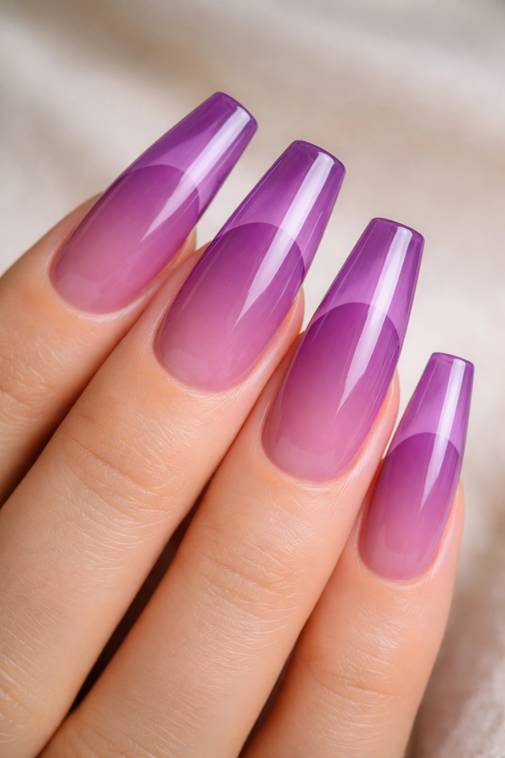 Grape jelly translucent nails on ballerina shape with depth