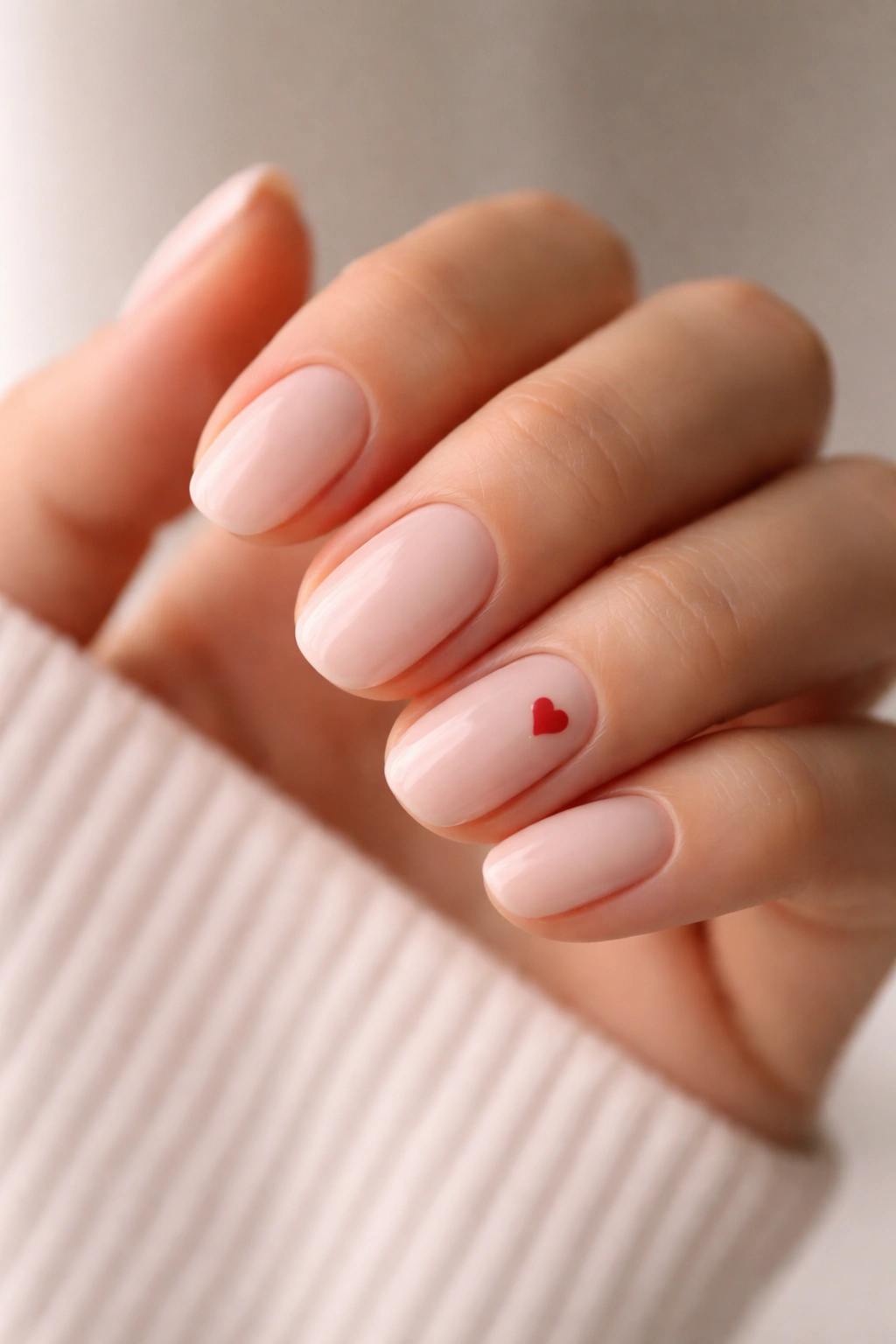 Tiny heart accent on a short oval nail