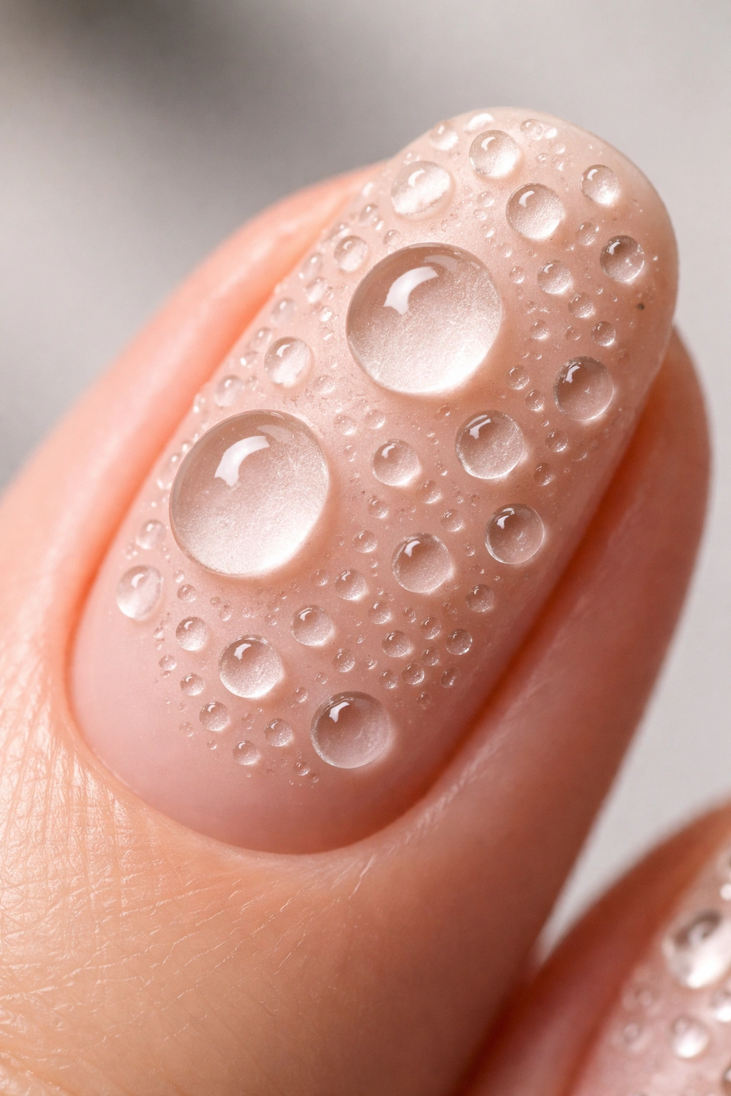 Nail with raised 3D dew drops on a matte base