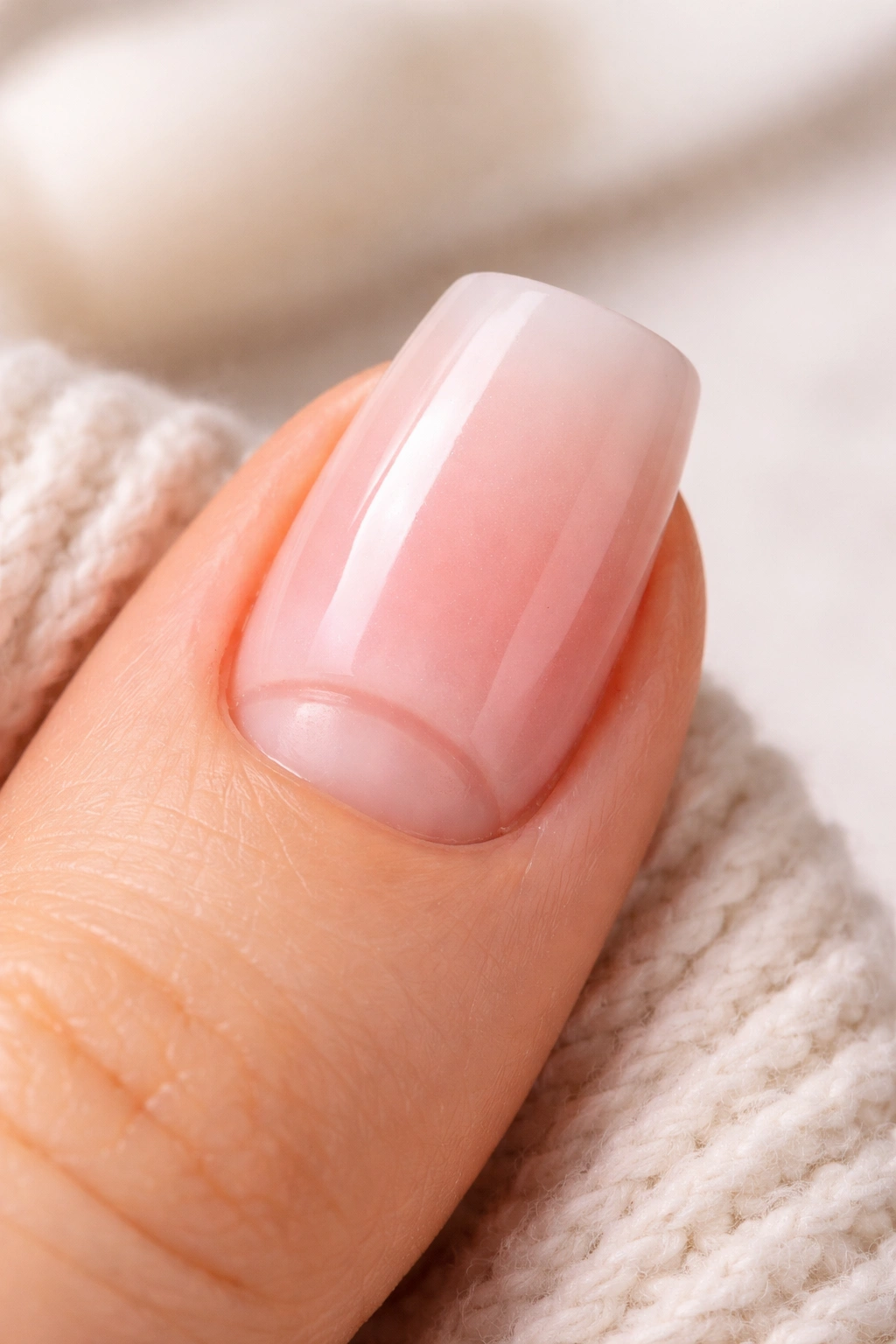 Close-up of acrylic nail with a visible gap between cuticle and acrylic
