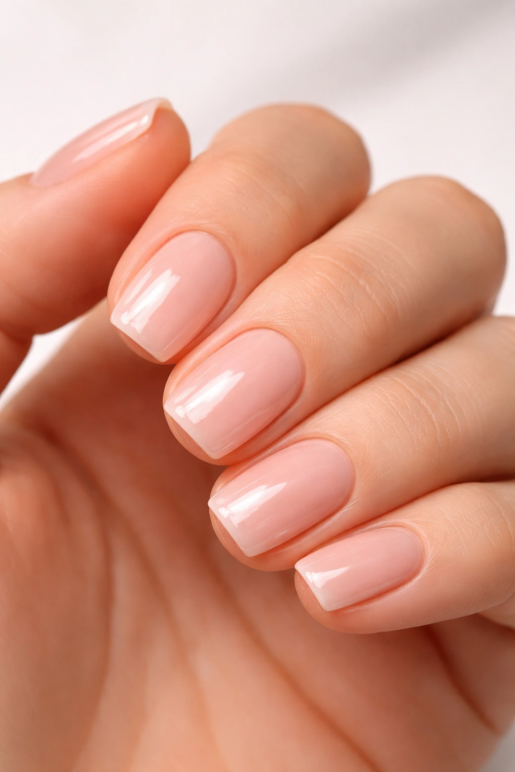 Acrylic manicure on short nails with natural finish