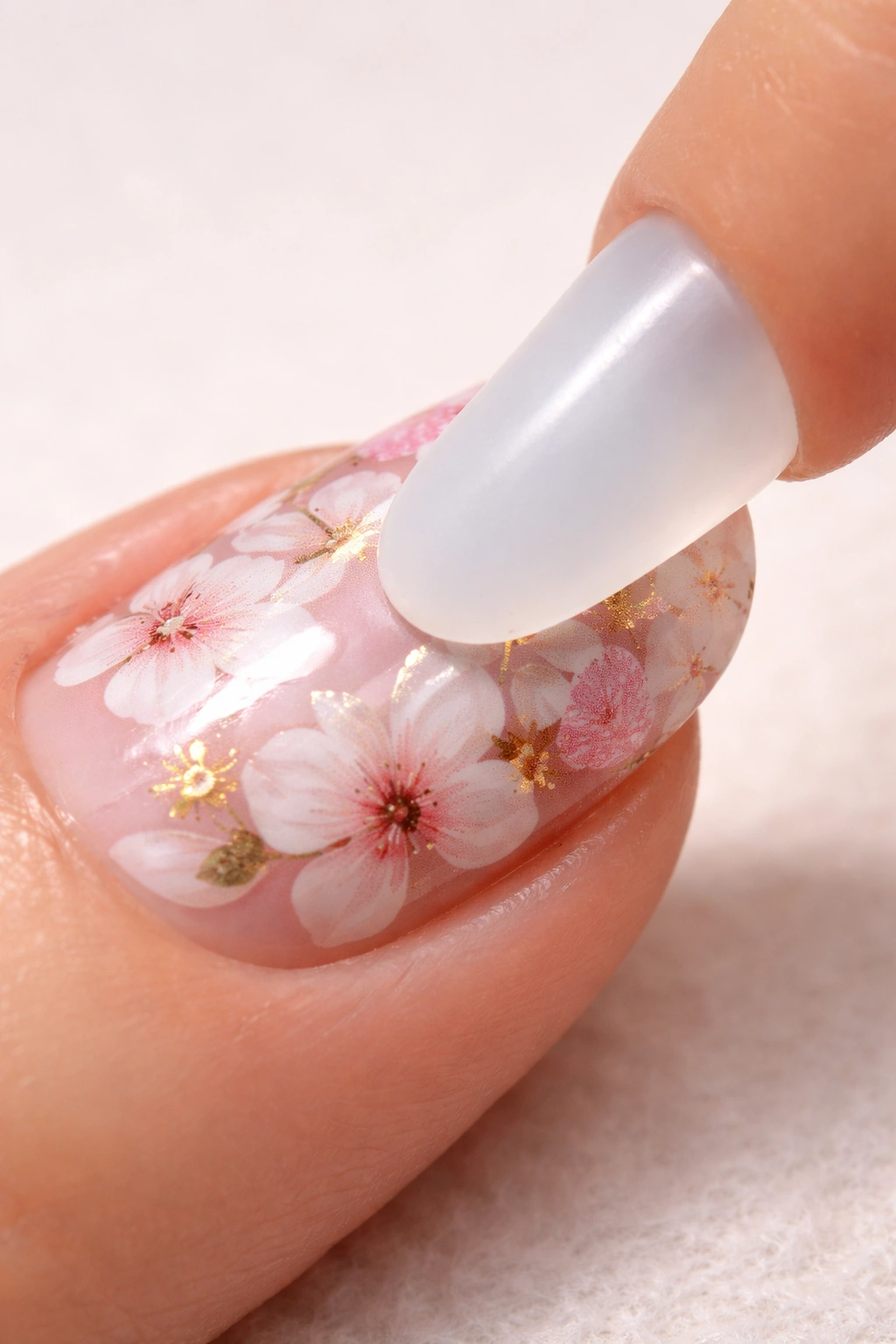 Silicone tool smoothing nail sticker to remove air bubbles