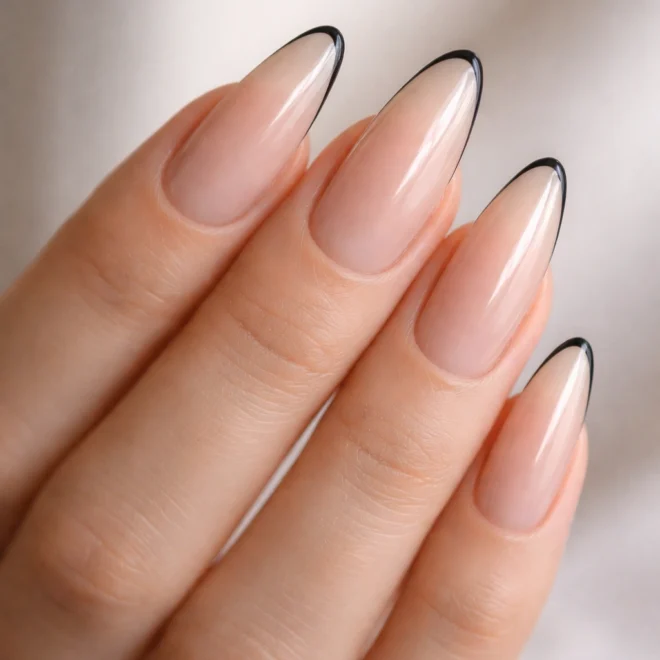 15 Long Black French Tip Almond Nails to Try