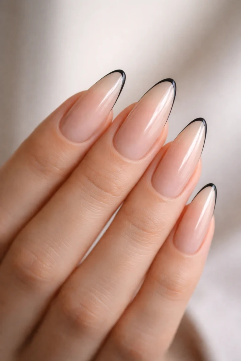 15 Long Black French Tip Almond Nails to Try