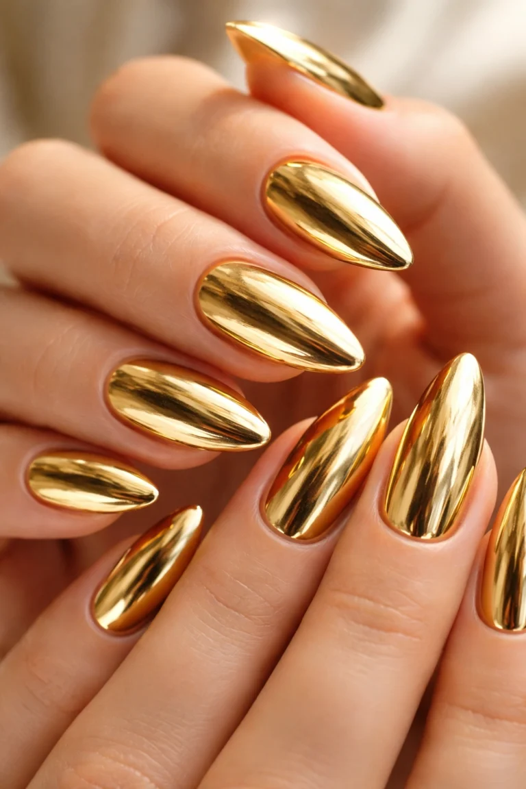 15 Gold Almond Nails Worth Trying