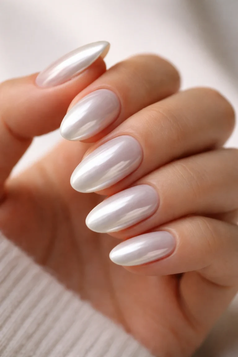 15 Short White Chrome Almond Nails That Shine