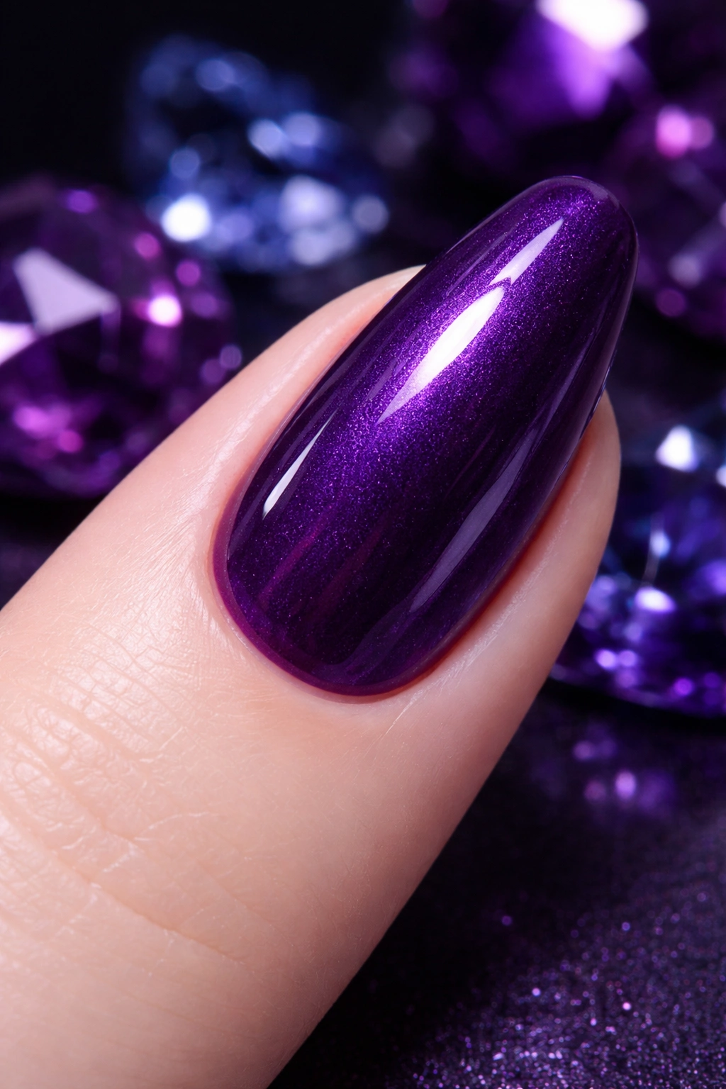 Nail close-up in amethyst purple