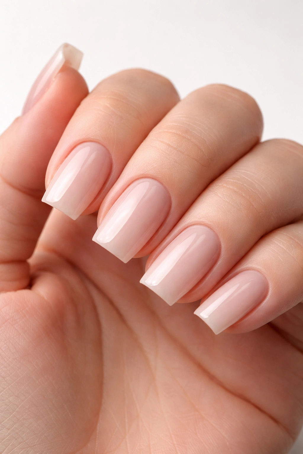Close-up of square nails to avoid on wide nail beds