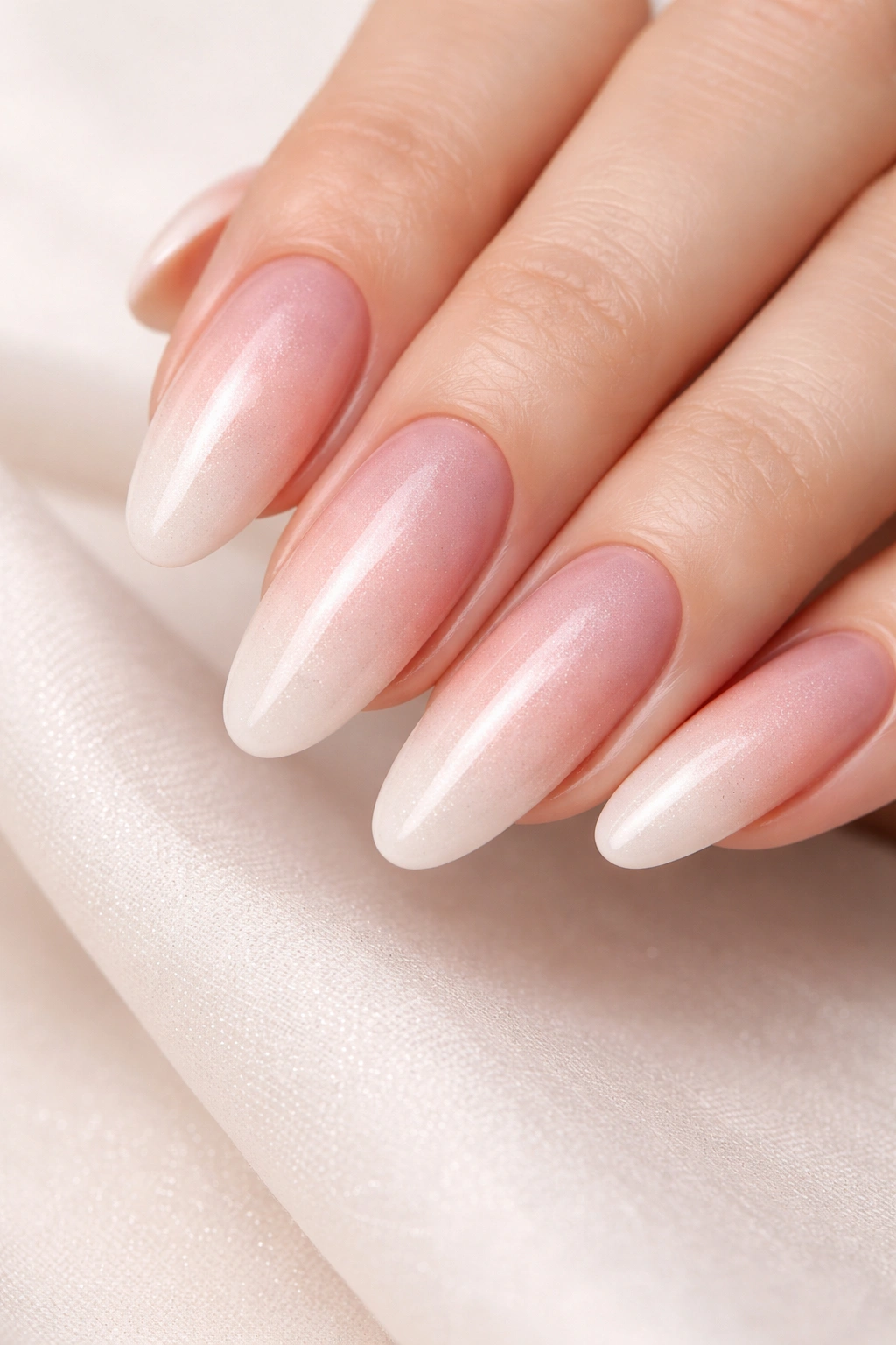 Long oval baby boomer gradient from deep base to light tip