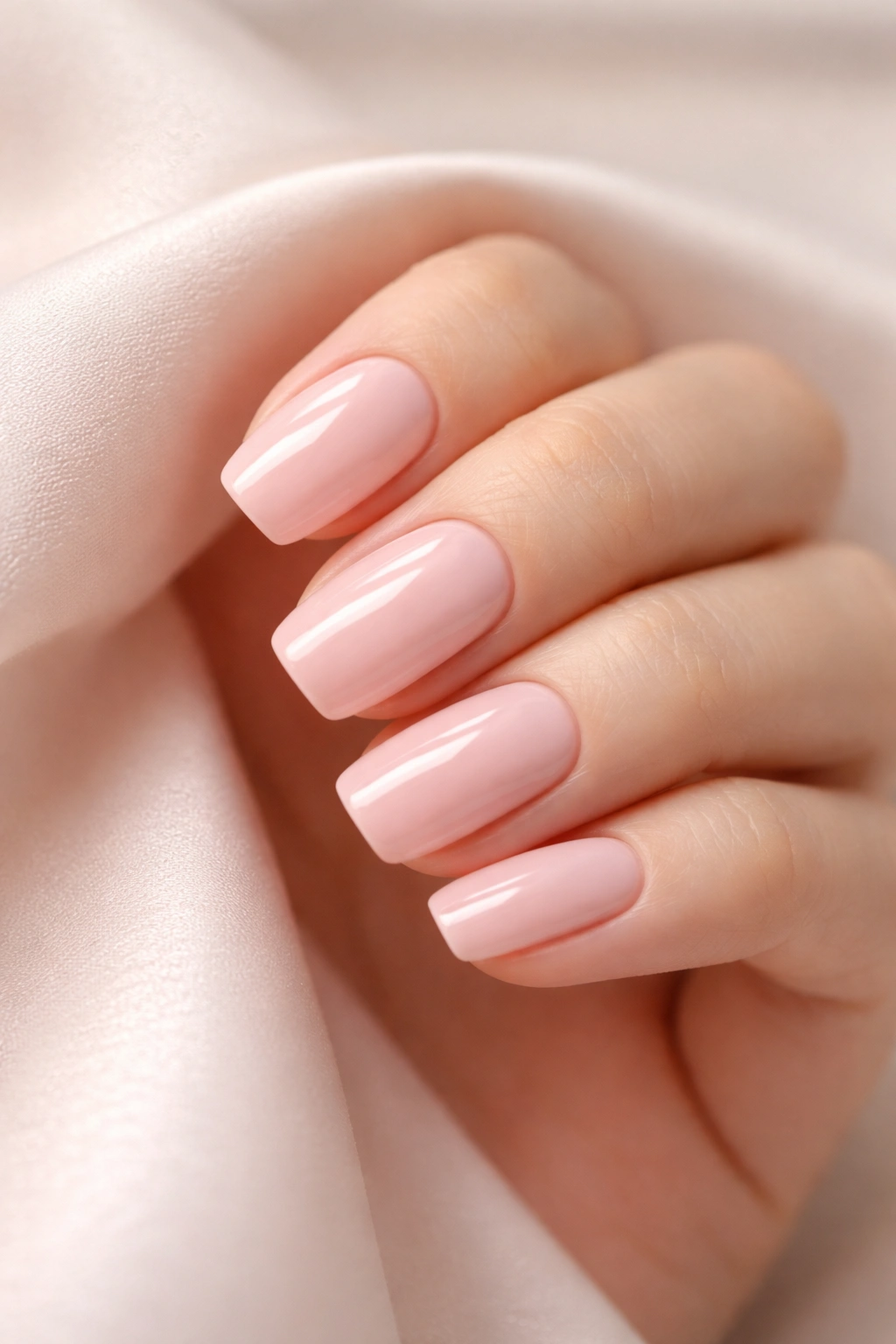 Ballet Slippers pink nails close-up on hand