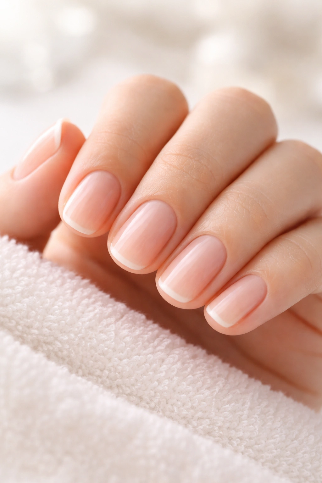 Bare nails with no polish on a hand