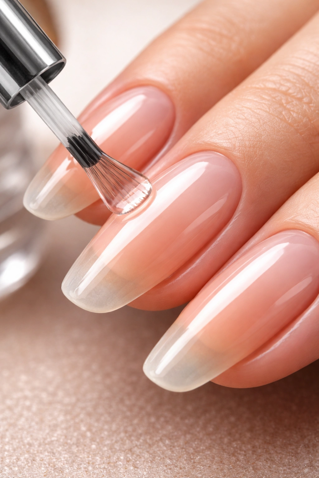 Nails with clear strengthening base coat