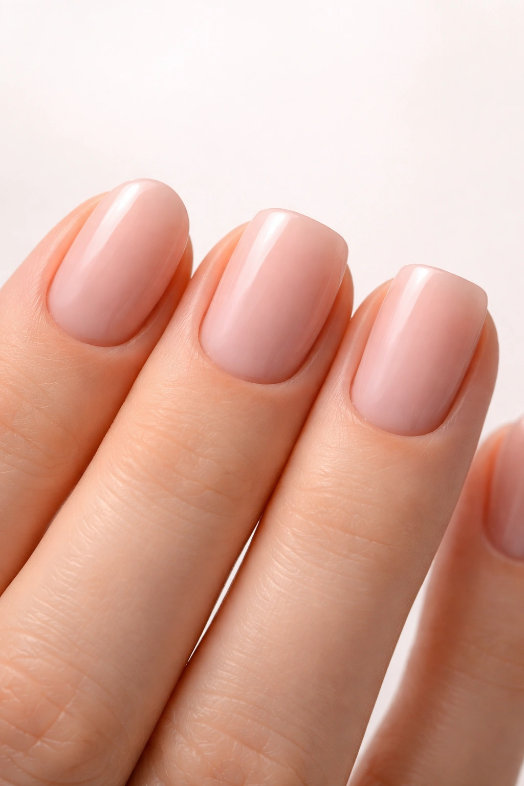 Hand showing three nails with round, squoval, and soft square shapes