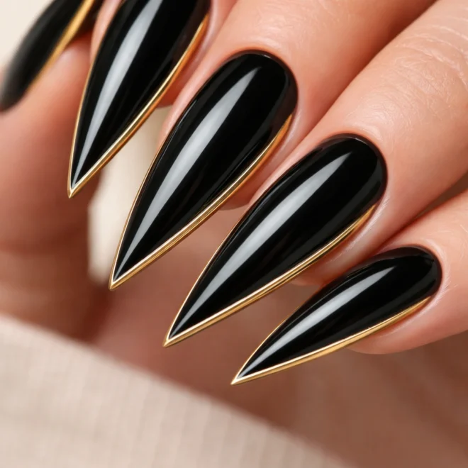 10 Simple Black Stiletto Nail Ideas
