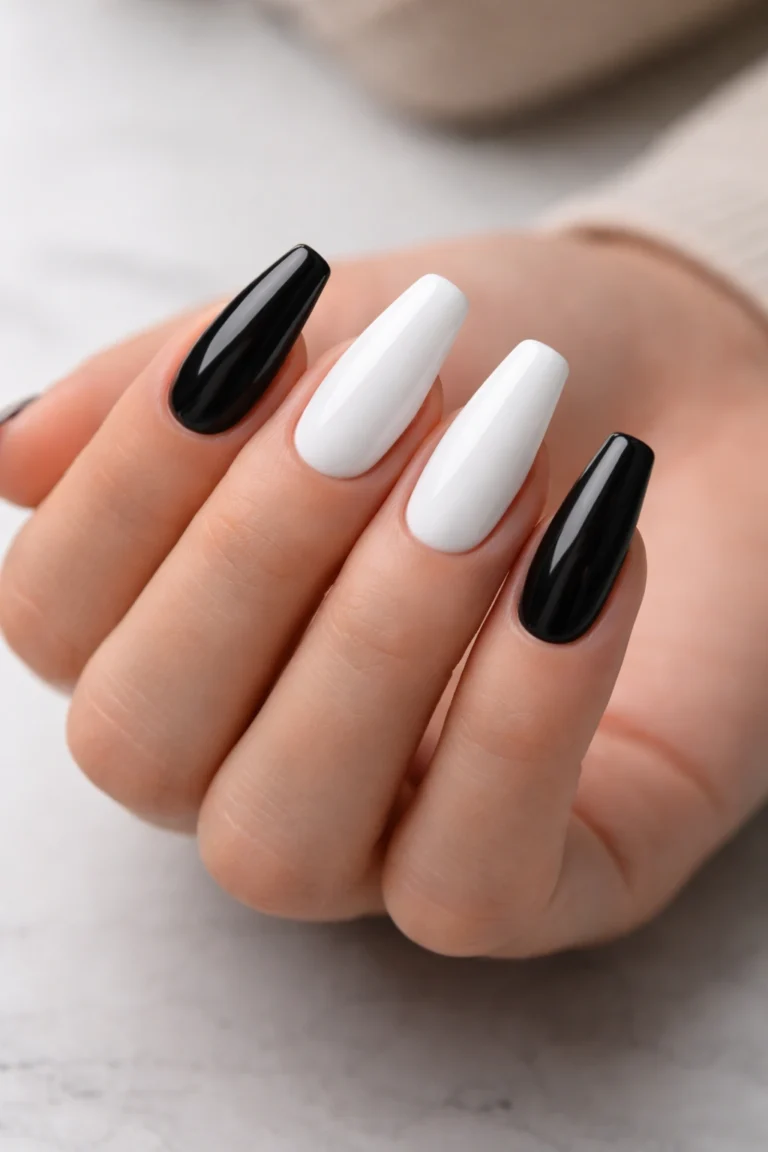 15 Black and White Ballerina Nails That Work