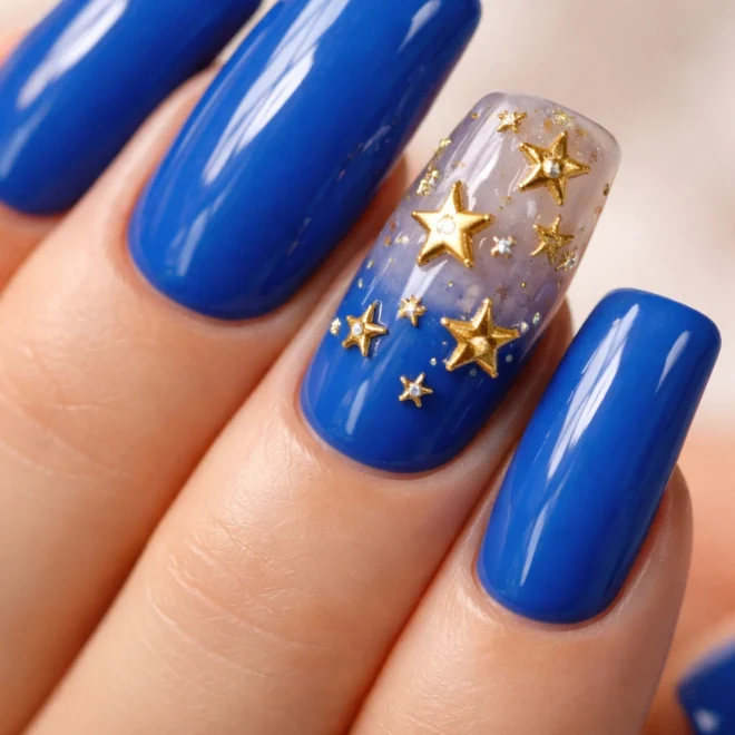 11 Blue Duck Nails With Charms