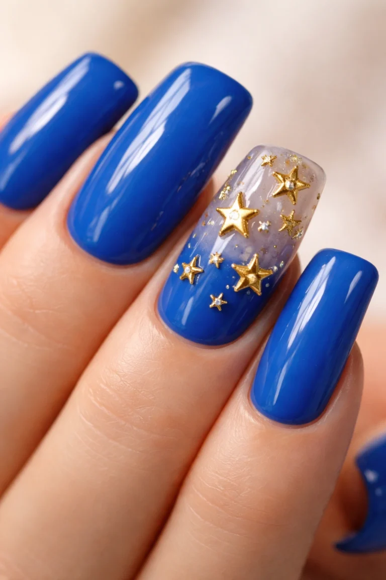 11 Blue Duck Nails With Charms