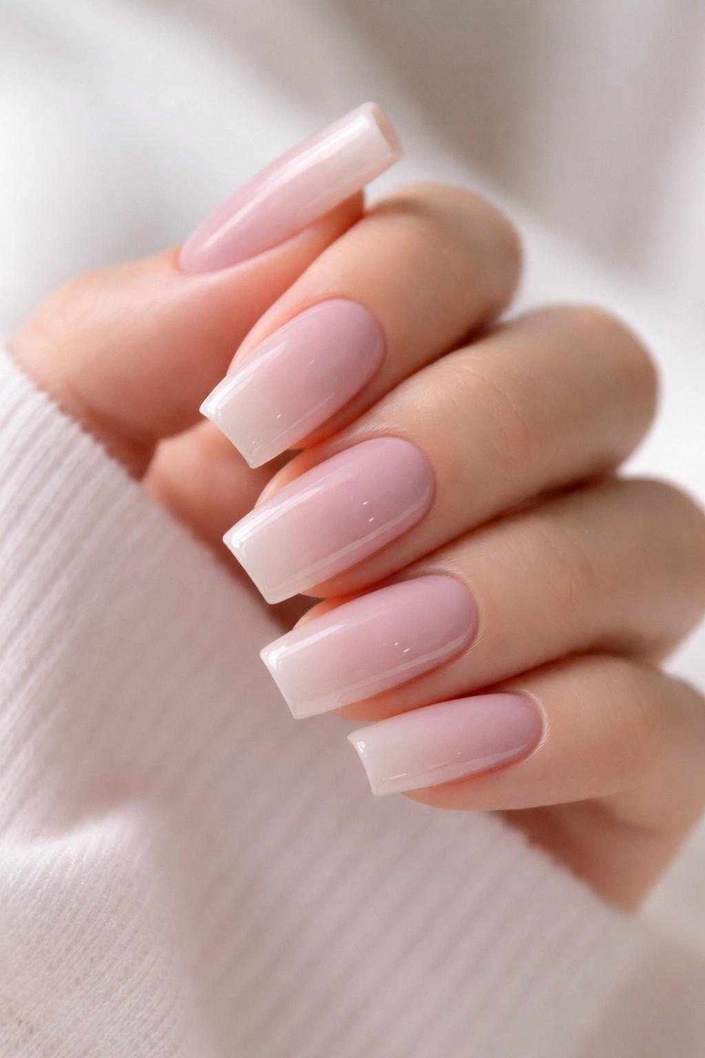 Nails with blush ombre gradient on square nails