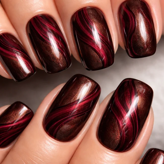 15 Rich Toned Short Squoval Nail Designs to Copy