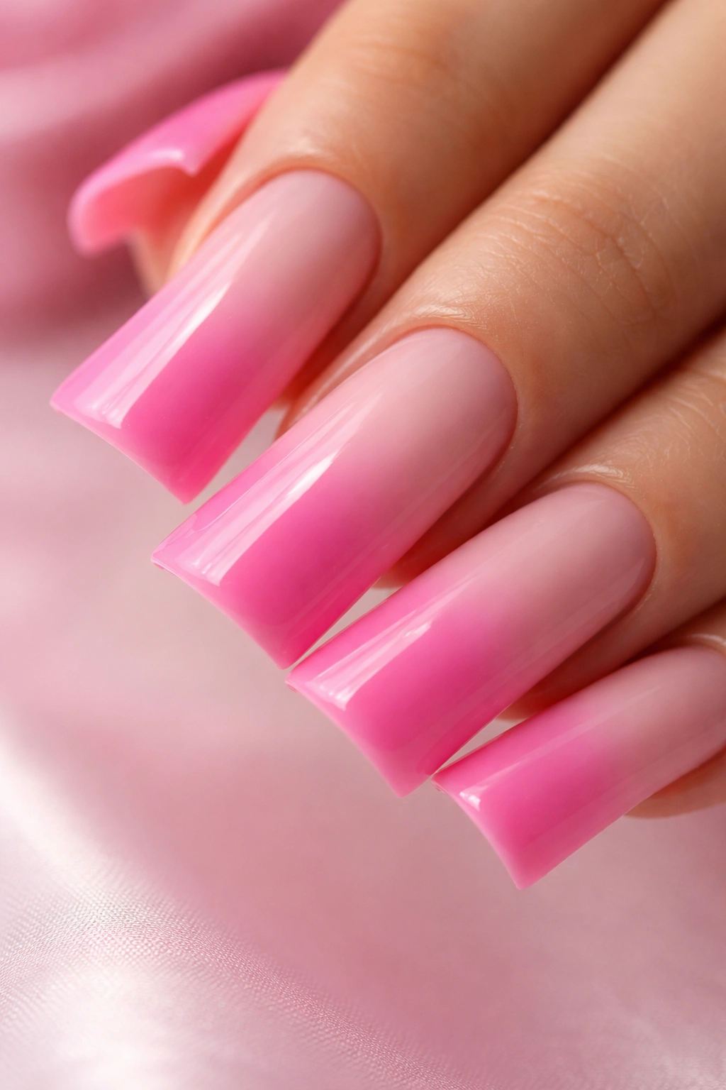Duck nail with bubblegum pink ombre gradient