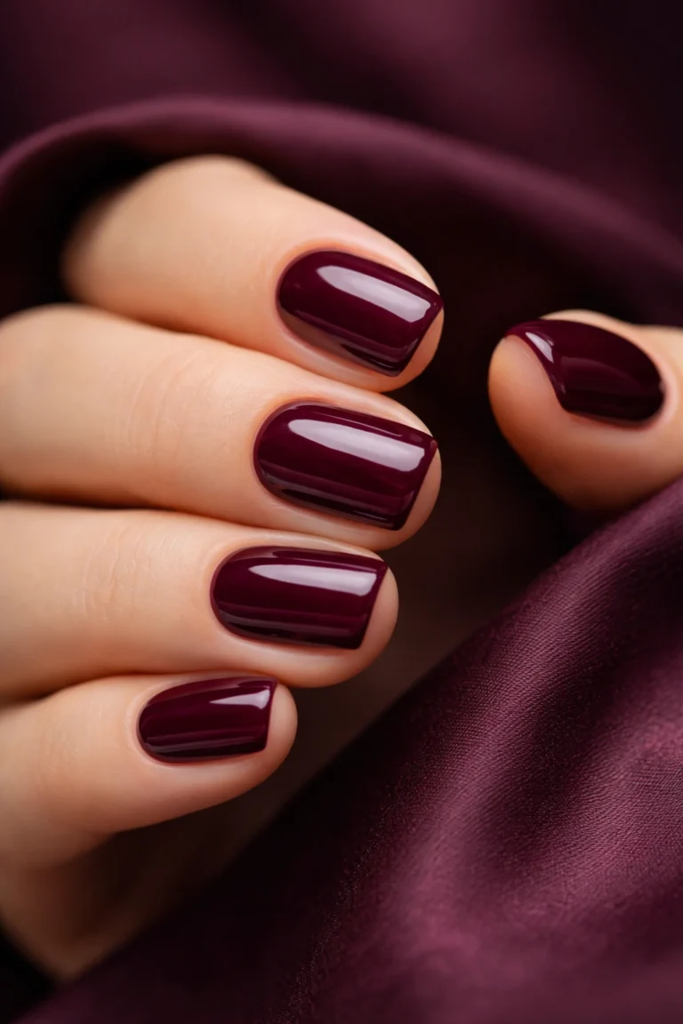 15 Short Squoval Nails in Warm Rich Tones