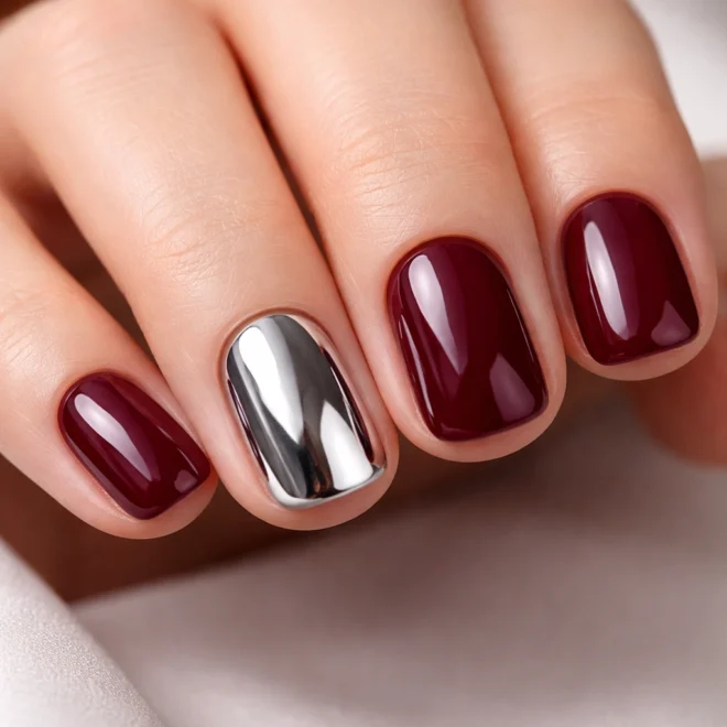 10 Burgundy Short Squoval Nails for a Rich Vibe