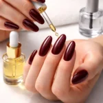 12 Burgundy Long Oval Nails for a Rich Finish