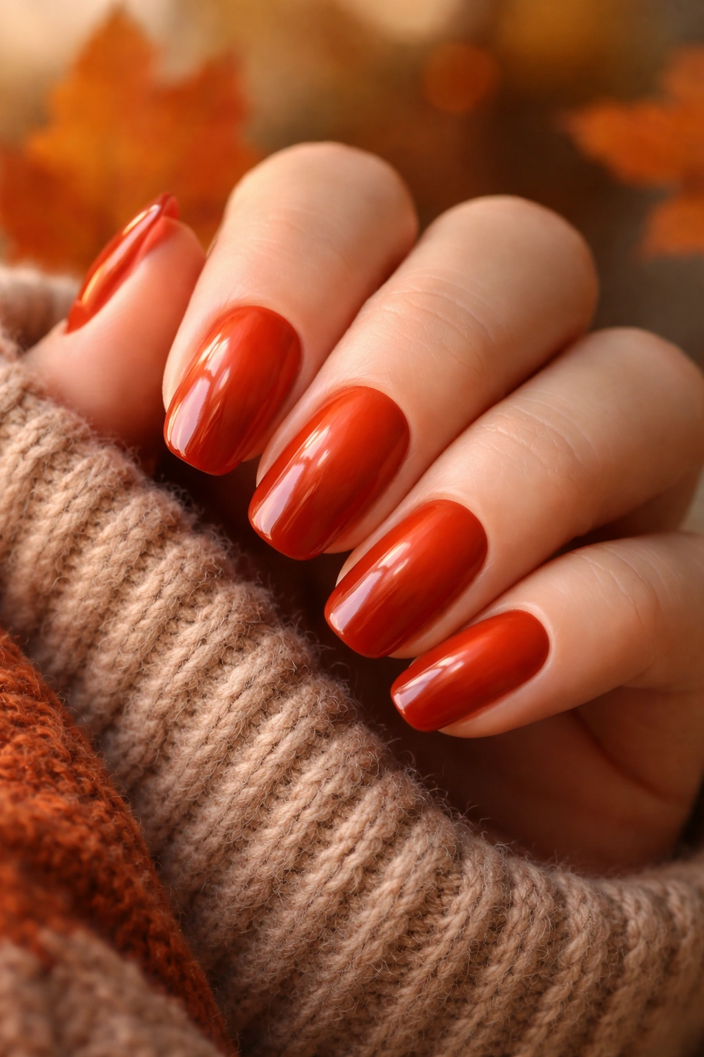 Nails with burnt orange to terracotta gradient