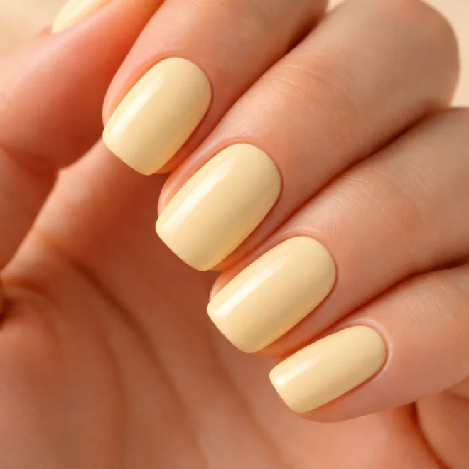 15 Short Squoval Butter Yellow Nails to Copy