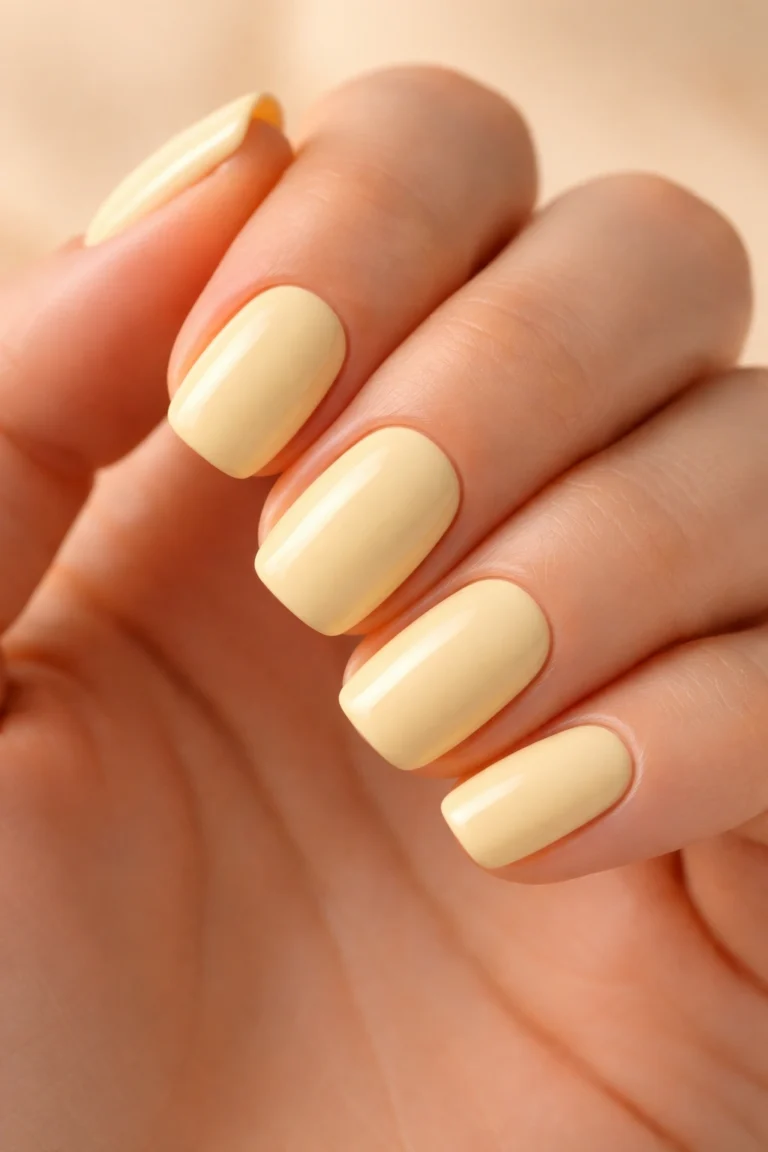 15 Short Squoval Butter Yellow Nails to Copy