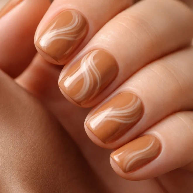 10 Brown Short Squoval Nails for a Warm Finish