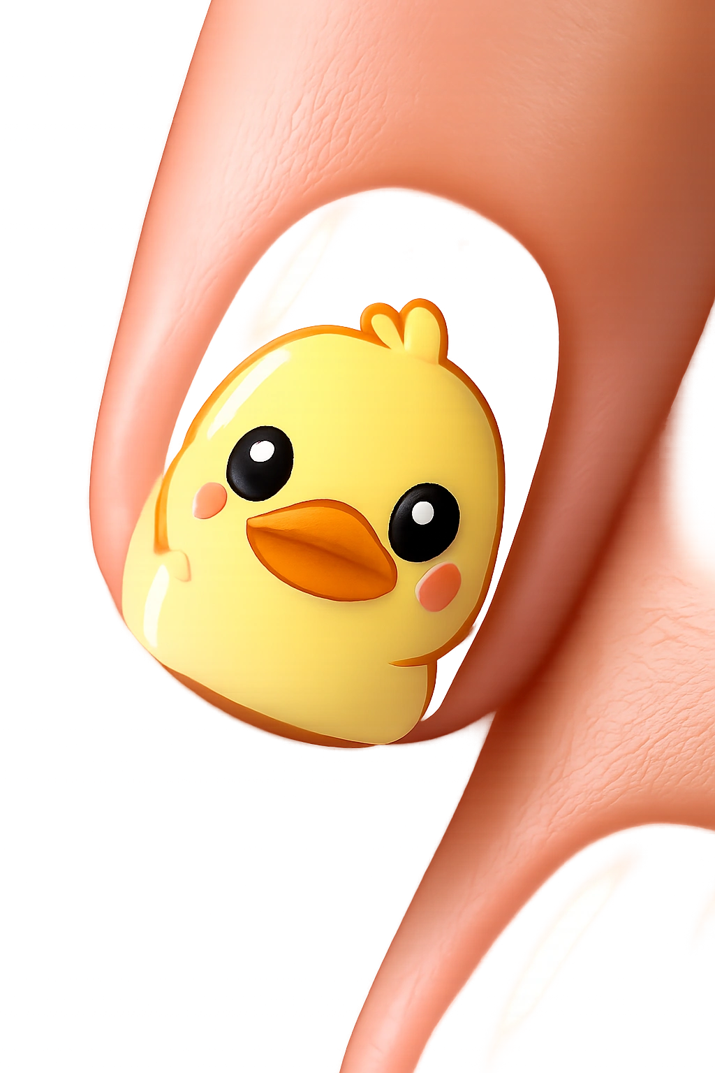 Nail art of a cartoon duck character