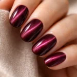 15 Maroon Short Oval Nails for a Deep, Luxe Feel