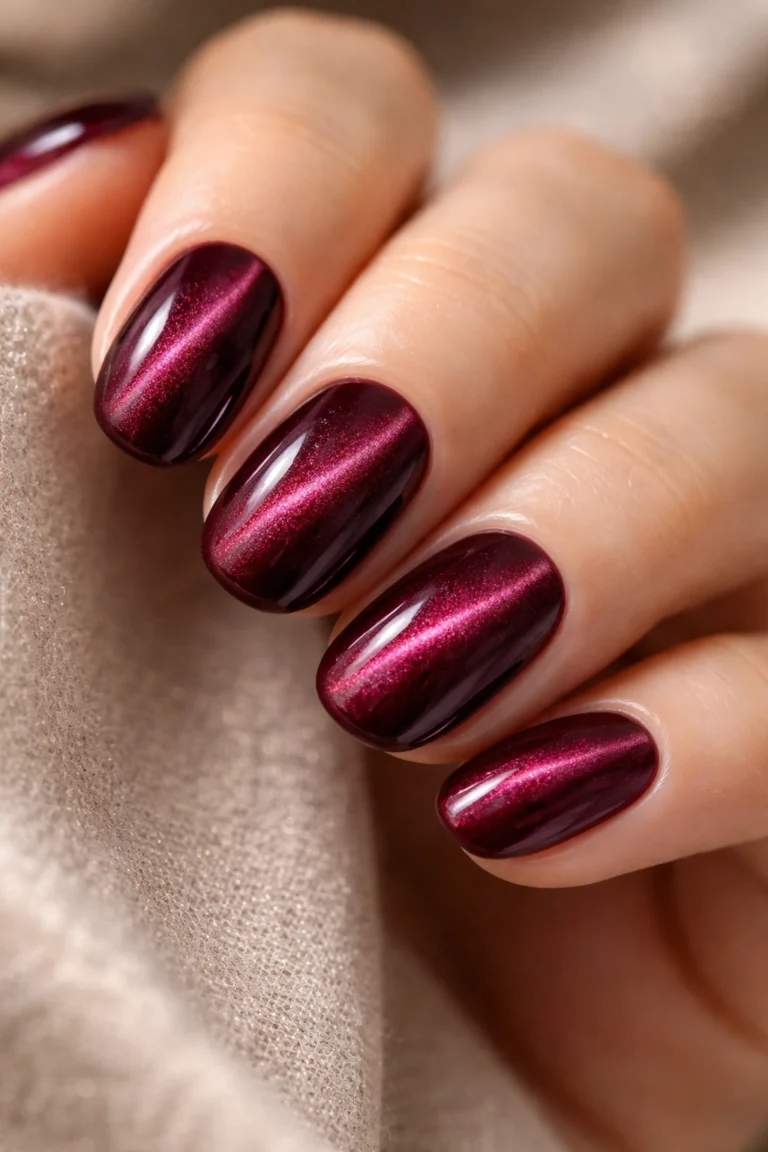 15 Maroon Short Oval Nails for a Deep, Luxe Feel