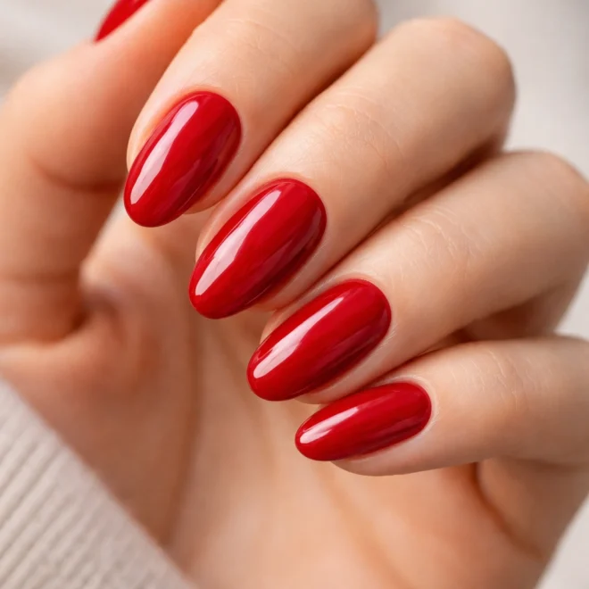 15 Short Cherry Red Almond Nails to Recreate