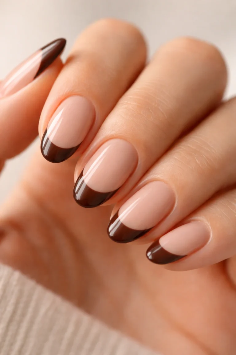 16 Short Brown French Tip Almond Nails to Try