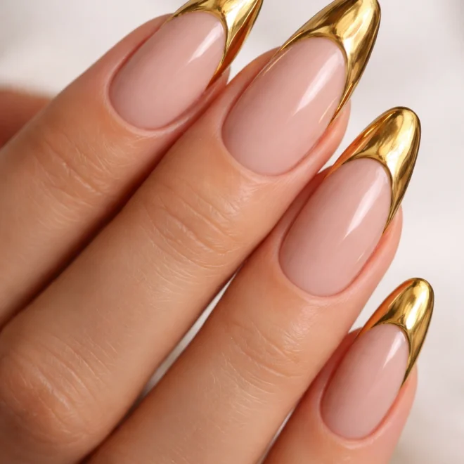 17 Stunning Gold French Tip Almond Nails to Elevate Your Style