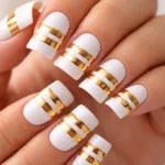 18 White and Gold Duck Nail Ideas