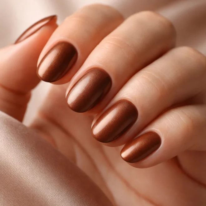 15 Brown Short Oval Nails in Warm Earthy Tones