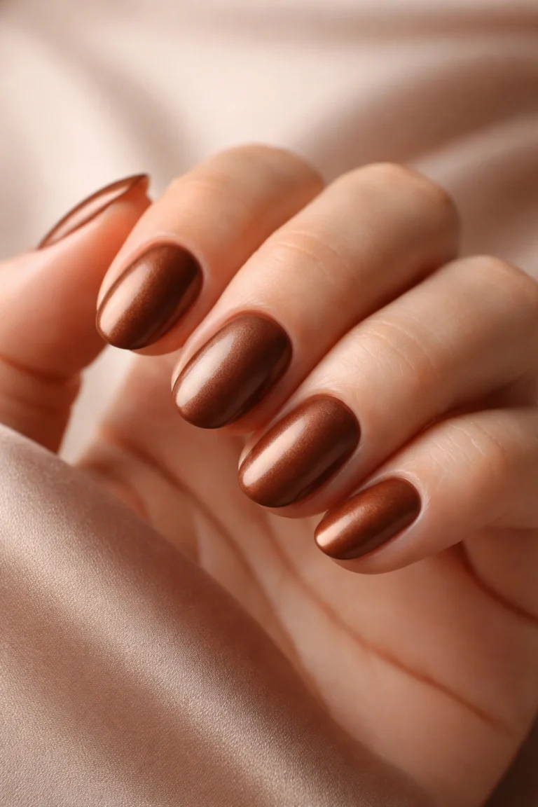15 Brown Short Oval Nails in Warm Earthy Tones