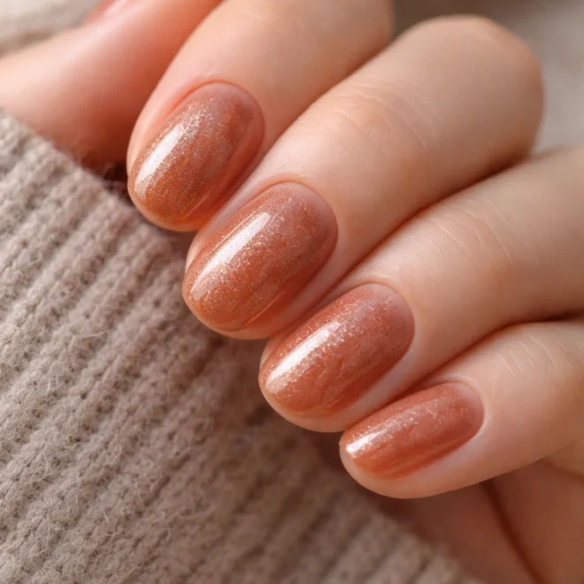 12 Warm Toned Short Oval Nails for a Rich Set