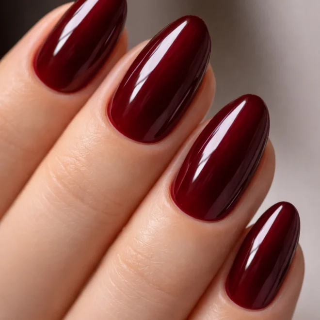 15 Dark Red Short Almond Nails That Look Classy