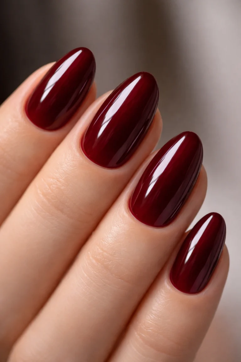 15 Dark Red Short Almond Nails That Look Classy