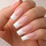 20 French Tip Coffin Nails for Medium Nails