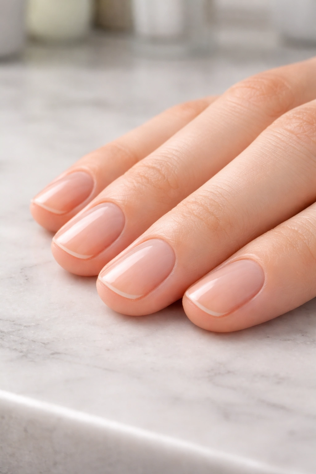 Close-up of clean dry natural nails ready for press-on application