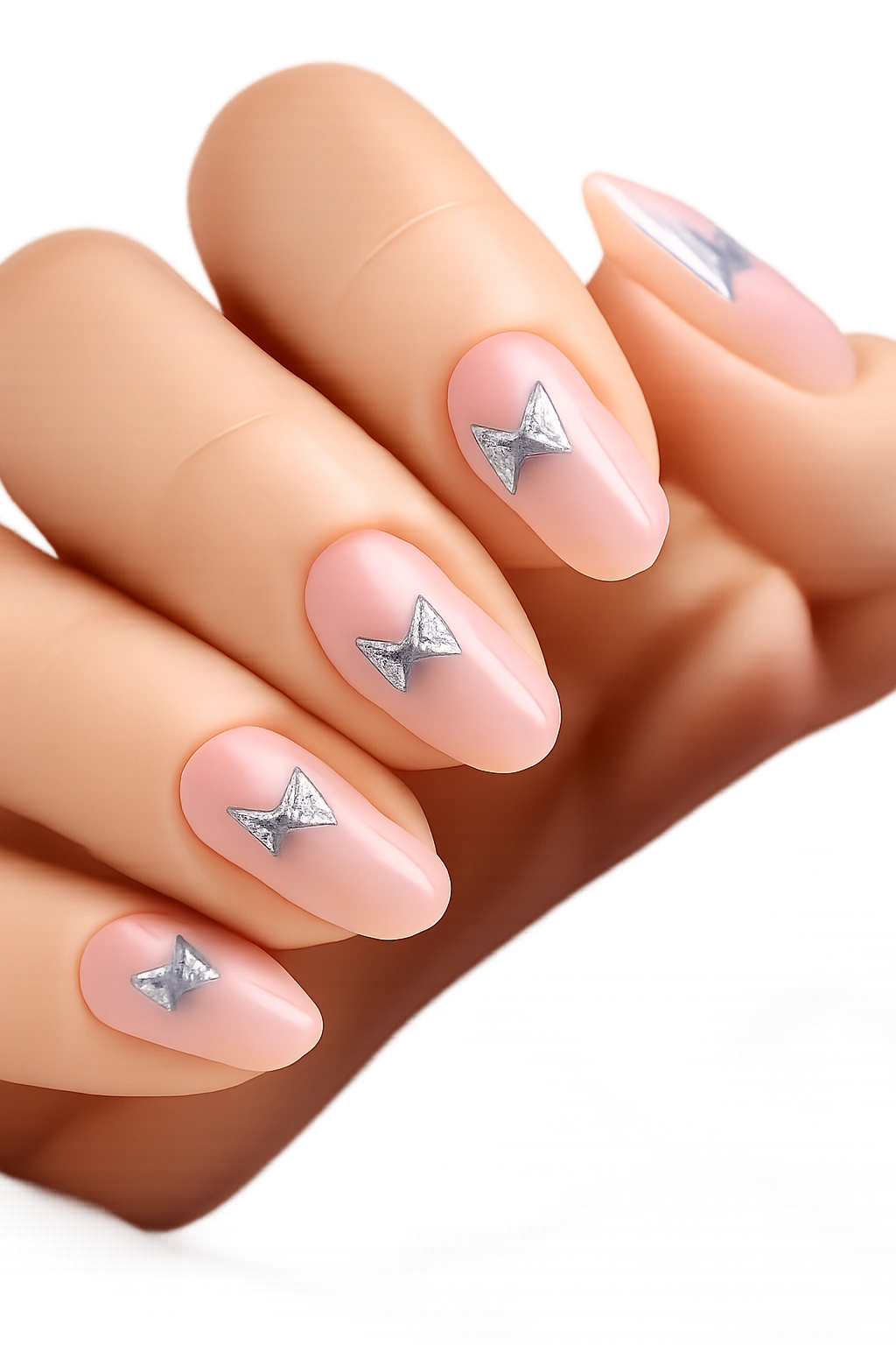 Clear pink jelly nails with floating blue butterfly decals