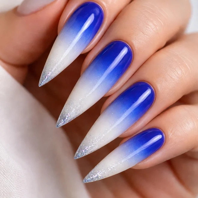 10 Blue Ombre Stiletto Nail Ideas