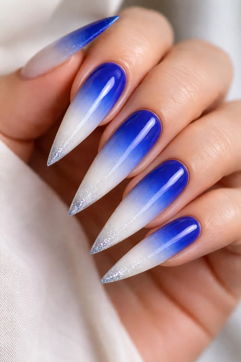 10 Blue Ombre Stiletto Nail Ideas