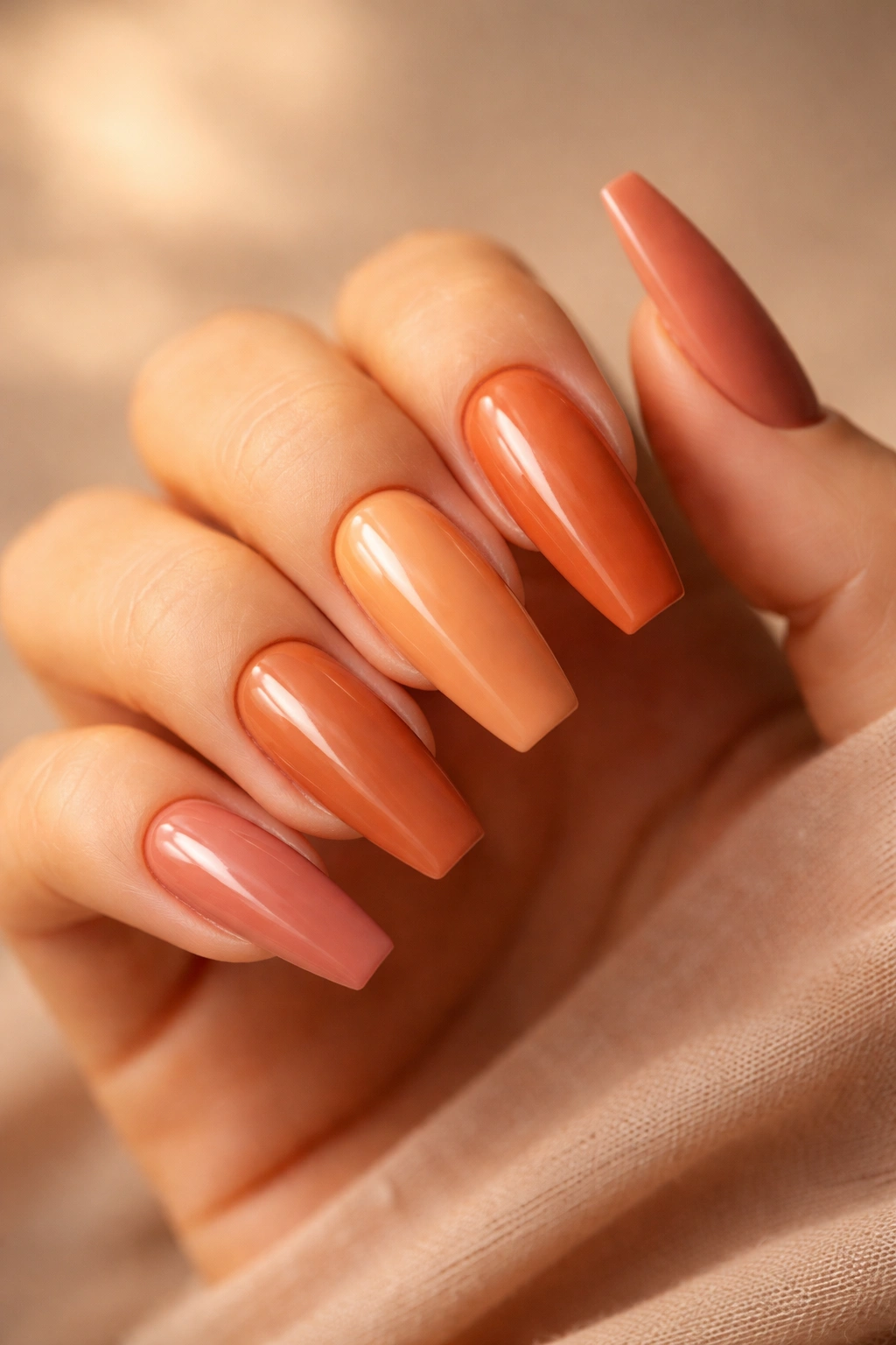 20 Warm-Toned Coffin Nails for Long Nails