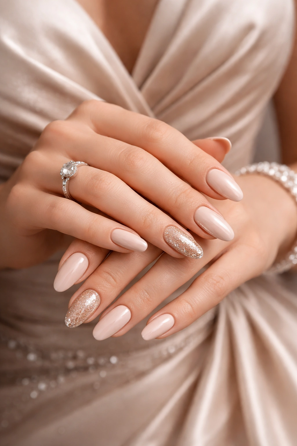 Nails color-coordinated with a cohesive background to match ensemble